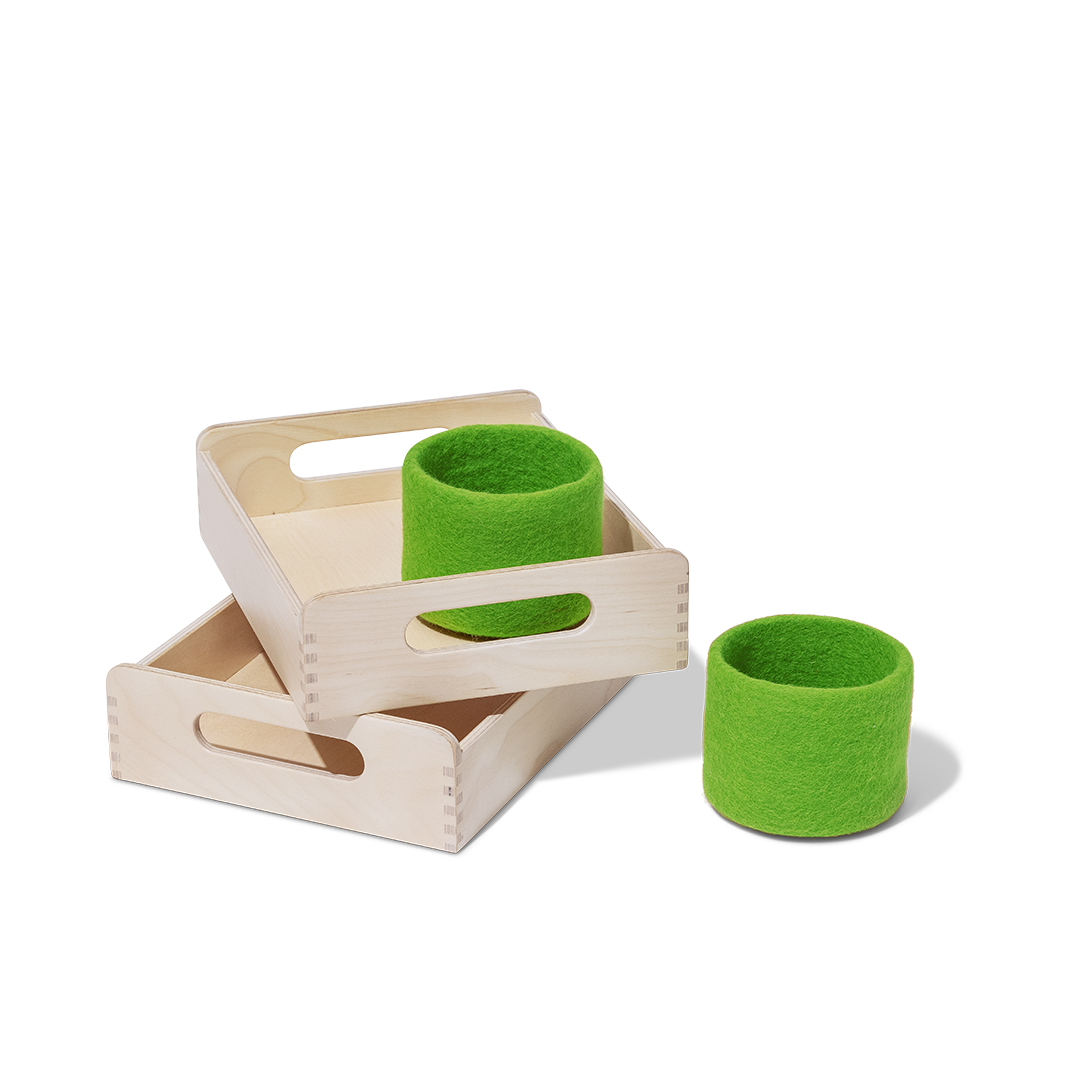 Montessori Wooden Trays & Felt Baskets