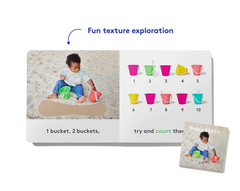Introduce first words, fun uh-ohs, and early math